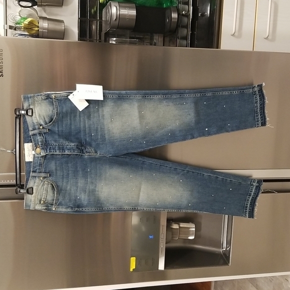 💕THE GREAT💕 The Fellow Jeans Drifter Wash with Rhinestones Button Fly 27 NWT - Picture 8 of 16